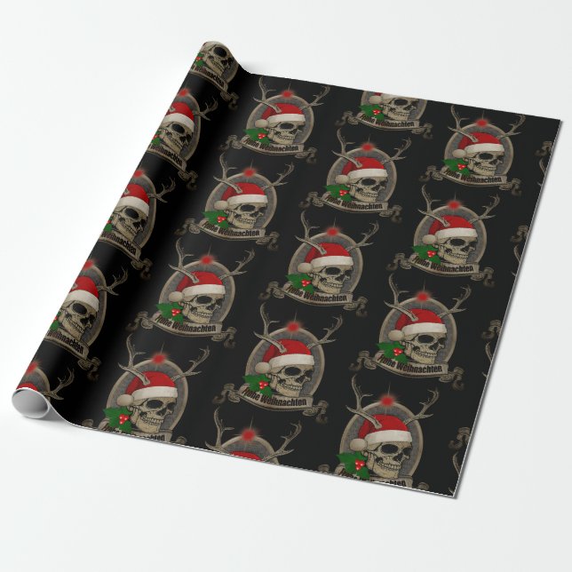 Papier Cadeau Joyeux Noël Crâne de mort Étoile Banner Casquette (Déroulé)