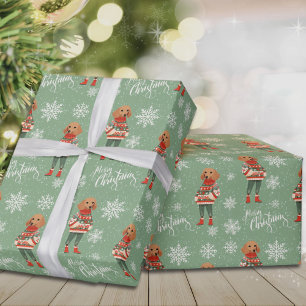 Papier Cadeau Joyeux Noël Dachshund Fête de chien