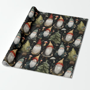 Papier Cadeau Joyeux Noël de bois Gnomes Enveloppement Papier