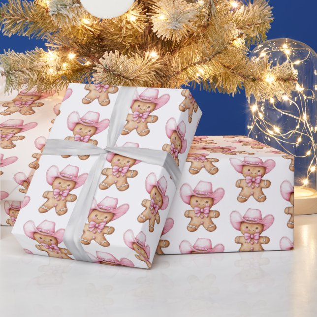 Papier Cadeau Joyeux Noël de fille en pain d'épice (Vacances)