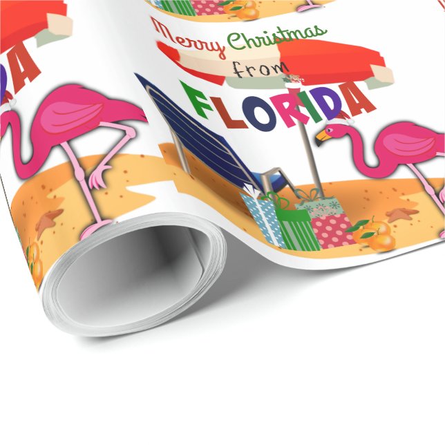 Papier Cadeau Joyeux Noël de Floride (Coin rond)