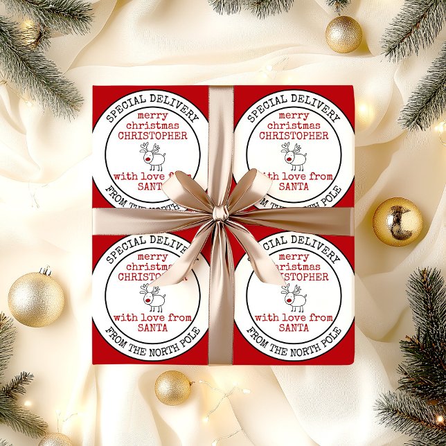 Papier Cadeau Joyeux Noël de North Pôle Custom Père Noël (Special delivery from the North Pole christmas wrapping paper)