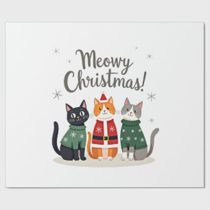Papier Cadeau Joyeux Noël drôle de chat Noël vacances Xmas S