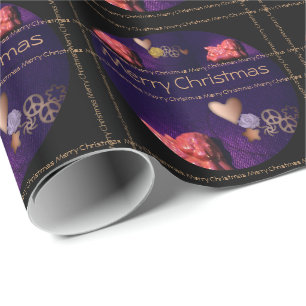 Papier Cadeau Joyeux Noël écrit en petites lignes - Ruban -