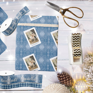 Papier Cadeau Joyeux Noël Élégant Carte Magnétique Bleue