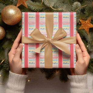 Papier Cadeau Joyeux Noël élégant coloré rouge or étoiles
