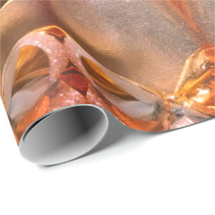 Papier Cadeau Joyeux Noël Elégant Faux Red Copper Gold Chic