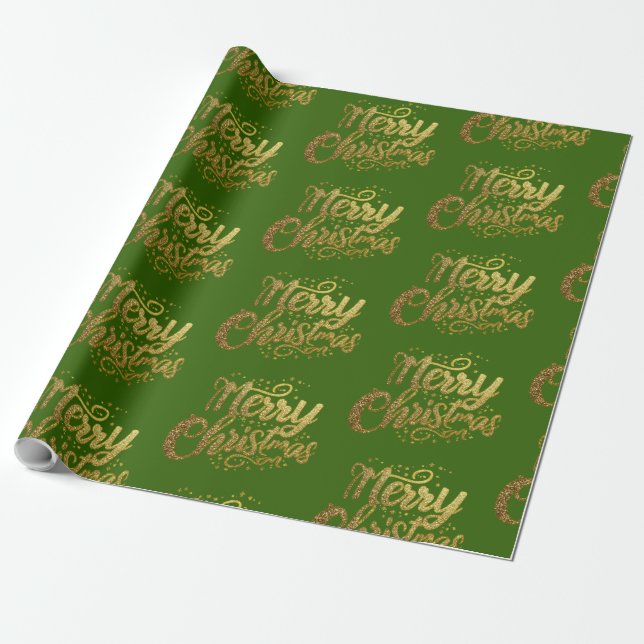 Papier Cadeau Joyeux Noël Elégant Gold Script Holiday (Déroulé)