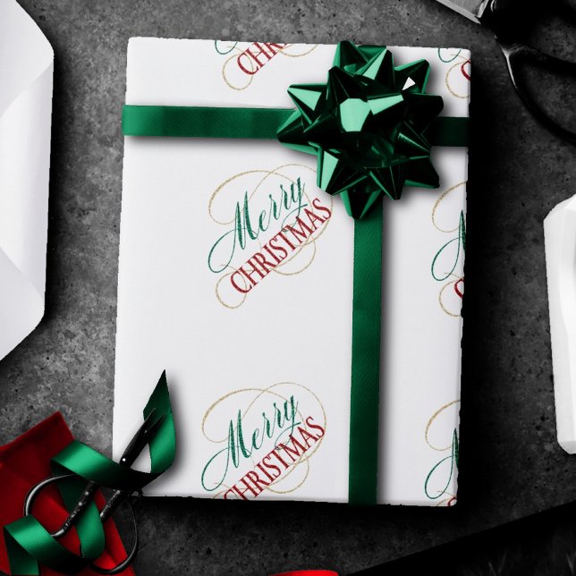 Papier Cadeau Joyeux Noël Élégant moderne Script de vacances (Créateur téléchargé)
