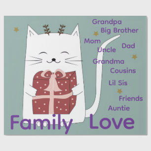 Papier Cadeau Joyeux Noël Emballage Famille Amour Amis Chat
