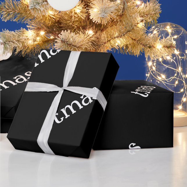 Papier Cadeau Joyeux Noël Emballage Noir (Vacances)