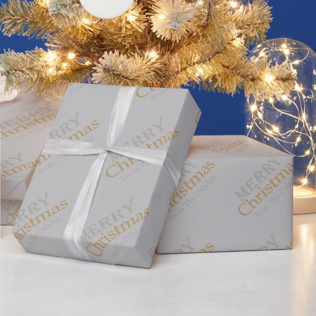 Papier Cadeau Joyeux Noël en or et en argent personnalisés (Vacances)