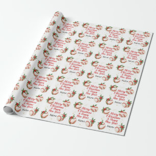 Papier Cadeau Joyeux Noël et Bonne Année de baseball