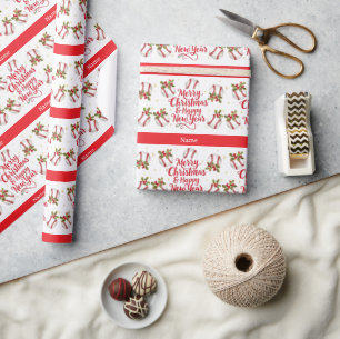 Papier Cadeau Joyeux Noël et Bonne Année de baseball