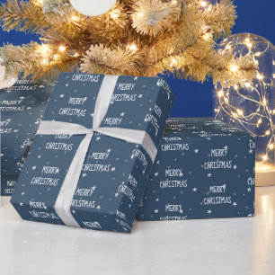 Papier Cadeau Joyeux Noël Etoiles Blanches