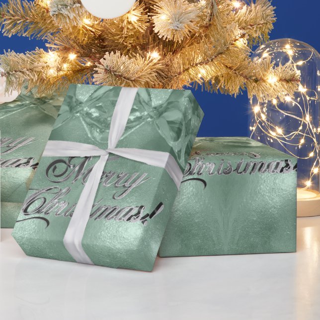Papier Cadeau Joyeux Noël Faux Argent Scripts à huile vert (Vacances)
