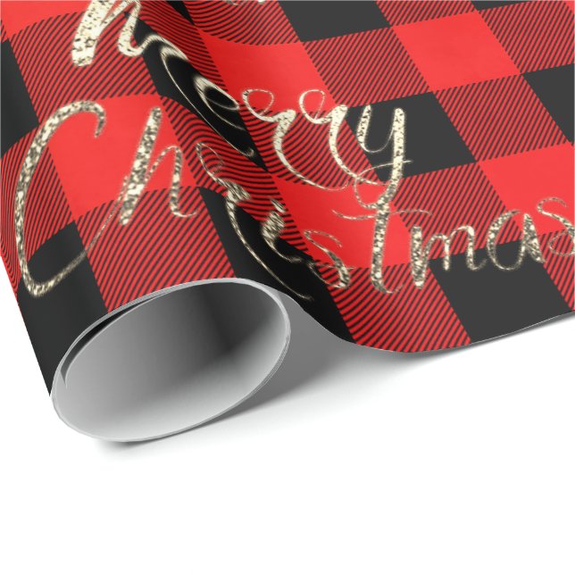 Papier Cadeau Joyeux Noël Faux Gold Parties scintillant Script B (Coin rond)