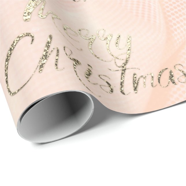 Papier Cadeau Joyeux Noël Faux Gold Parties scintillant Script S (Coin rond)