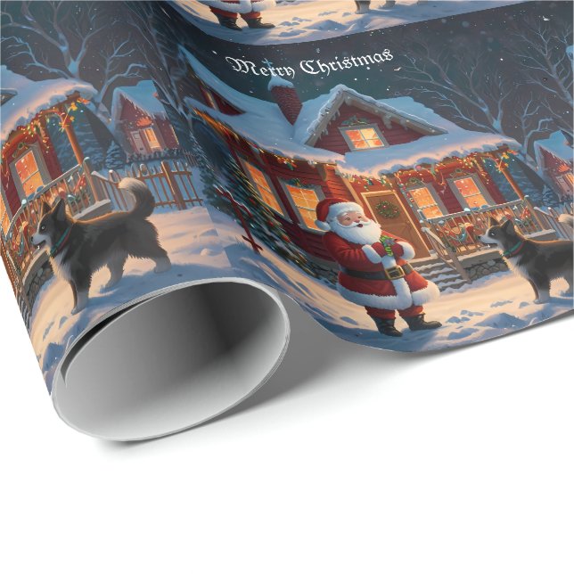 Papier Cadeau Joyeux Noël festif (Coin rond)