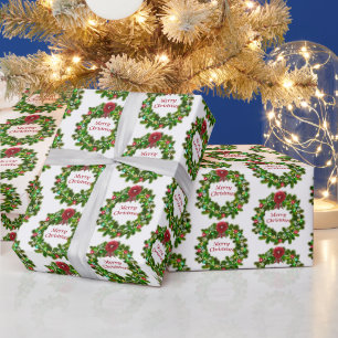 Papier Cadeau Joyeux Noël Festif Motif de la couronne