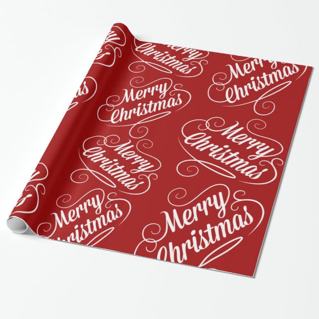 Papier Cadeau Joyeux Noël Fête Rouge Design saisonnier (Déroulé)