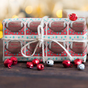 Papier Cadeau Joyeux Noël Football Snowflakes Wrapper Papier