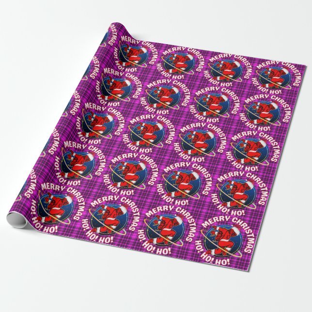 PAPIER CADEAU JOYEUX NOËL FUNNY SPACE ASTRONAUTE  (Déroulé)