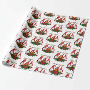 Papier Cadeau Joyeux Noël Gnomes Tendance Mignon Amusant Vacance