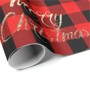 Papier Cadeau Joyeux Noël Gold Parties scintillant Script Buffal