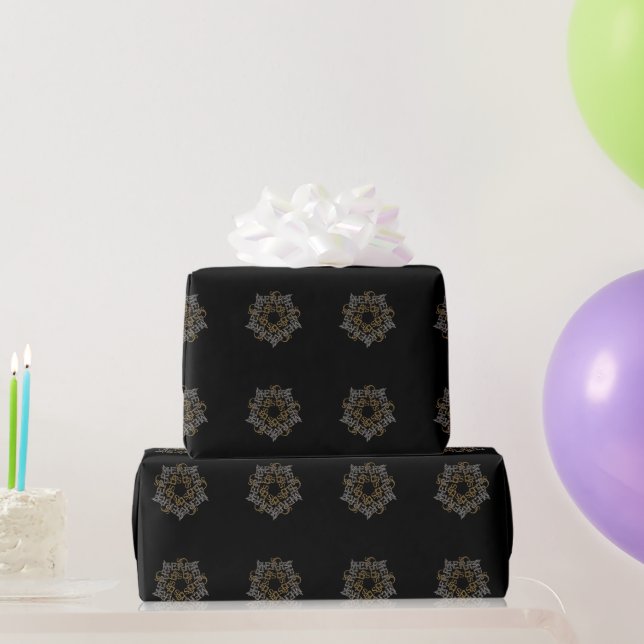 Papier Cadeau Joyeux Noël Gold & Silver Star, Noir (Cadeaux de fête)