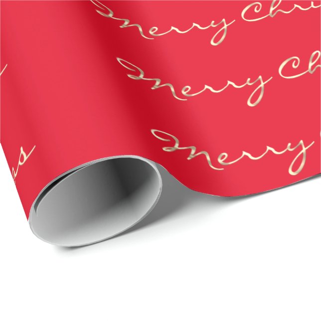 Papier Cadeau Joyeux Noël Golden Script Holidays (Coin rond)