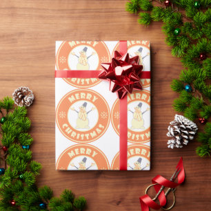 Papier Cadeau Joyeux Noël heureux bonhomme de neige célèbre styl