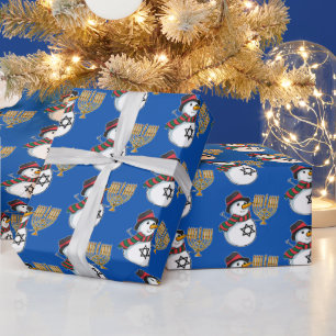 Papier Cadeau Joyeux Noël Joyeux Hanoukka Snowmen Chrismukkah