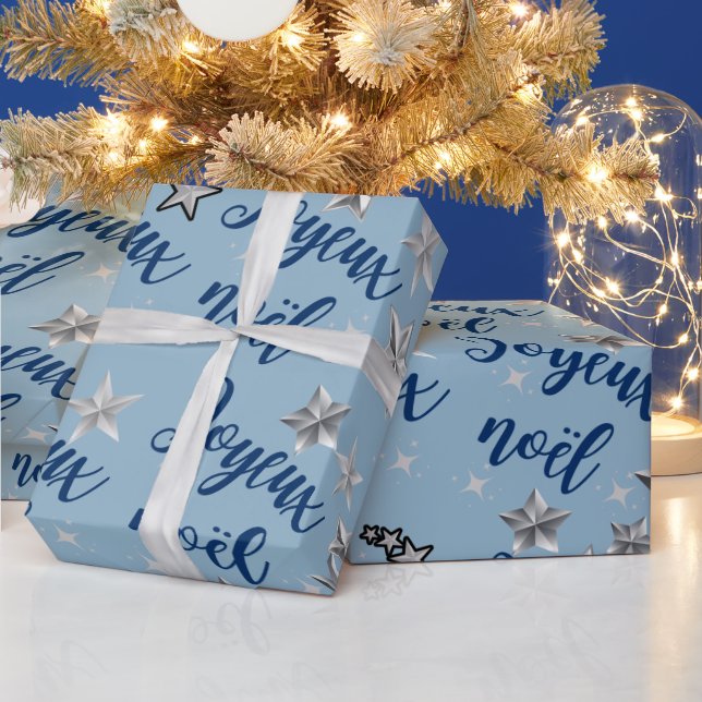 Papier Cadeau Joyeux Noël - Joyeux Noël - Bleu & Argent (Vacances)