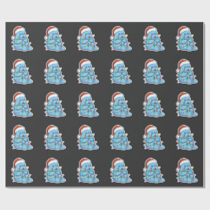 Papier Cadeau Joyeux Noël Manatee Mer Vache Santa Chapeau Xmas