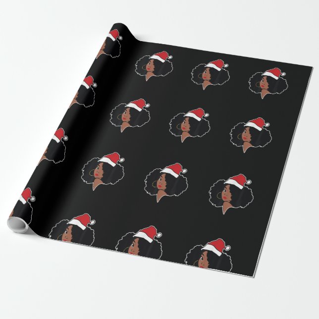Papier Cadeau Joyeux Noël Melanin Noir Africain Américain San (Déroulé)