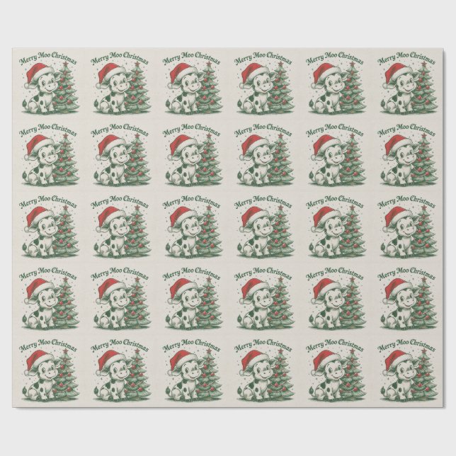 Papier Cadeau Joyeux Noël Moo (Plat)