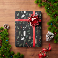 Joyeux Noël Noir Rouge Berry Botanique