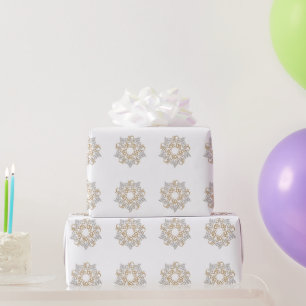 Papier Cadeau Joyeux Noël or, Silver Snowflake Holiday