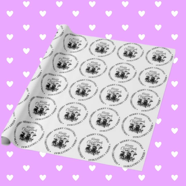 Papier Cadeau Joyeux Noël Pays Vache thème (Wrap your gifts with love using Merry Christmas Country Cow theme wrapping paper.)