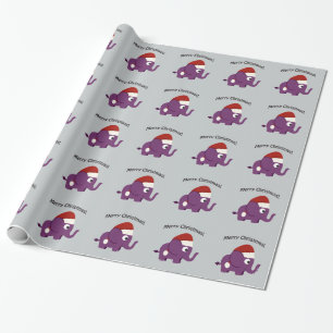 Papier Cadeau Joyeux Noël! père Noël Elephant