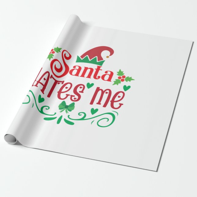 Papier Cadeau Joyeux Noël Père Noël me déteste (Déroulé)