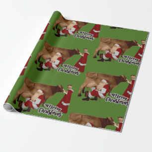 Papier Cadeau joyeux Noël père Noël mme claus cow