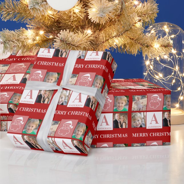 Papier Cadeau Joyeux Noël Père Noël Monogramme 4 Photos (Vacances)