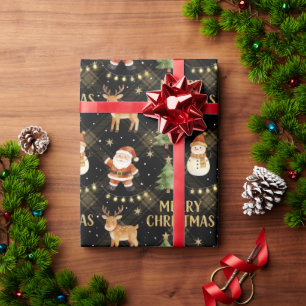 Papier Cadeau Joyeux Noël Père Noël Renne Vacances TMF26
