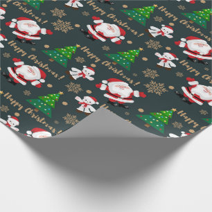 Papier Cadeau Joyeux Noël, Père Noël, Sapin de Noël, Ours