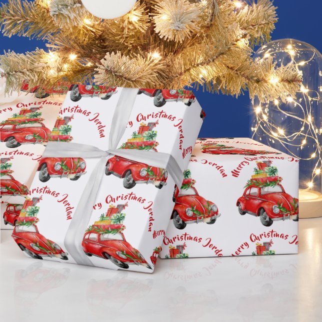 Papier Cadeau Joyeux Noël personnalisé Camion de ferme (Vacances)