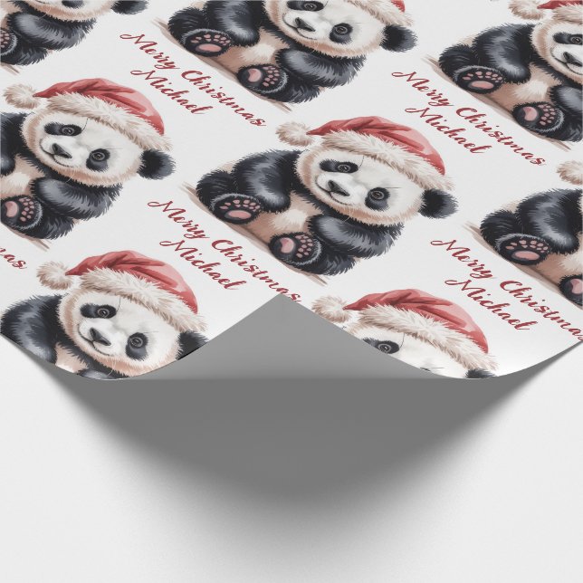Papier Cadeau Joyeux Noël personnalisé mignon Ours Panda (Coin)