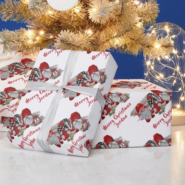 Papier Cadeau Joyeux Noël personnalisé mignonne Gnomes vacances (Vacances)
