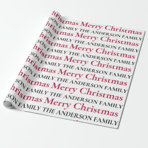 Papier Cadeau Joyeux Noël personnalisé Nom de famille